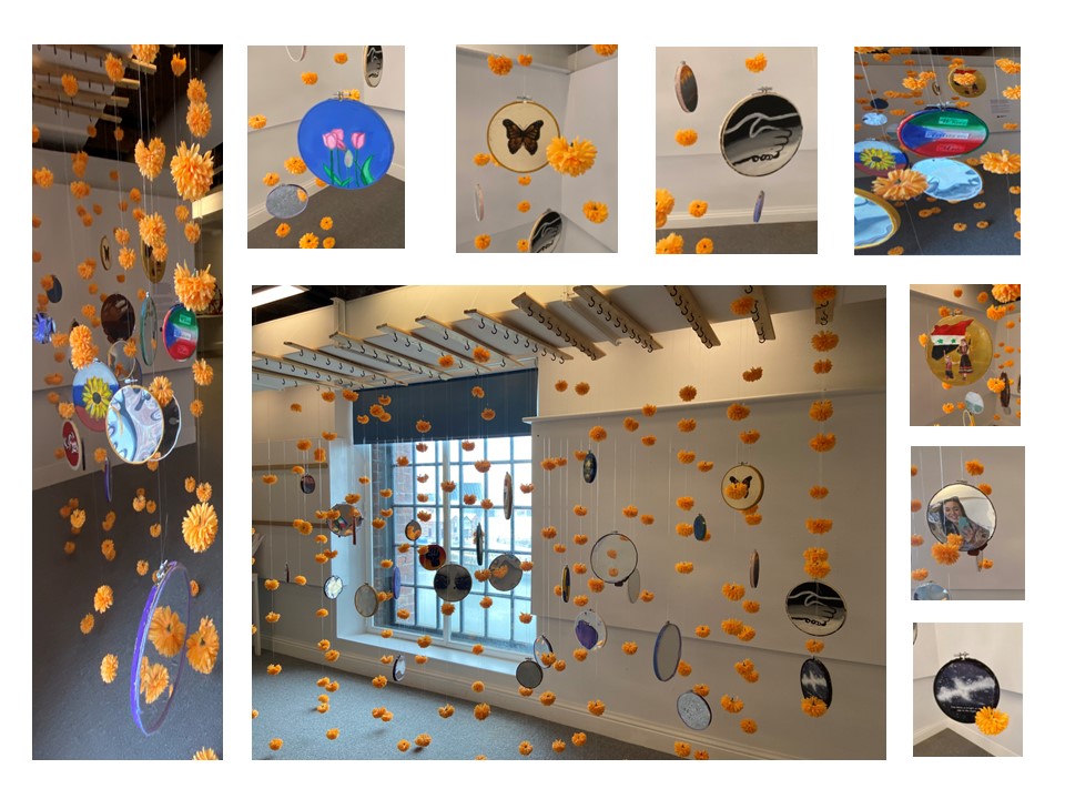 examples of a mixed media art installation for Brand New World project